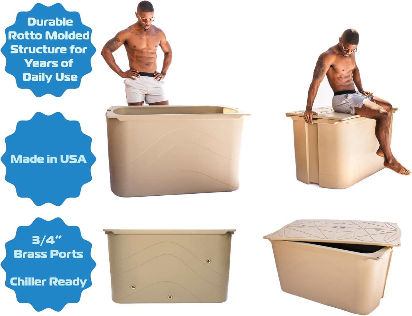 ICE SMITH 400 Cold Plunge Tub with Chiller | 100 Gallon Capacity | Foam Insulated | Superior Ice Retention