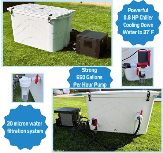 ICE SMITH 400 Cold Plunge Tub with Chiller | 100 Gallon Capacity | Foam Insulated | Superior Ice Retention